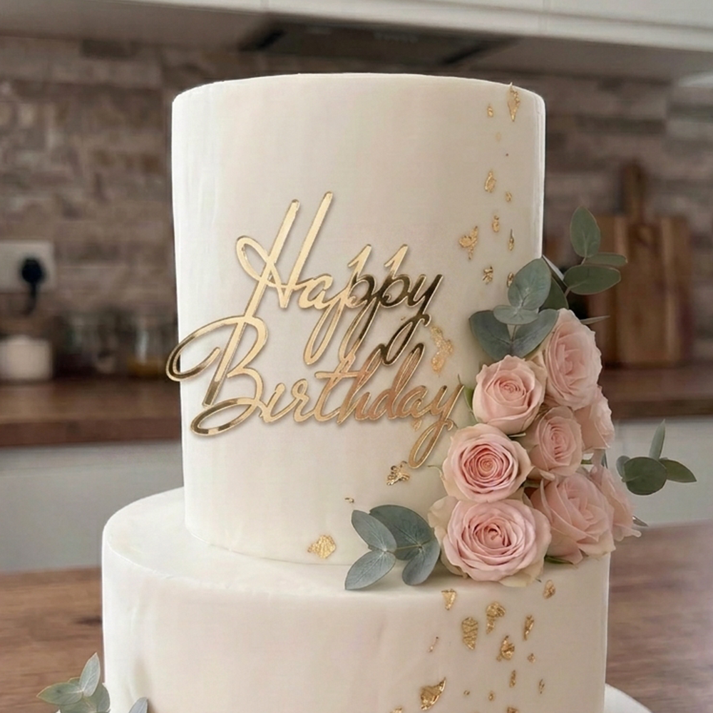 Cake Topper – Happy Birthday Elegant