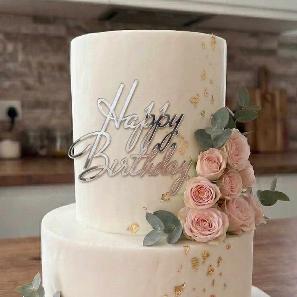 Cake Topper – Happy Birthday Elegant