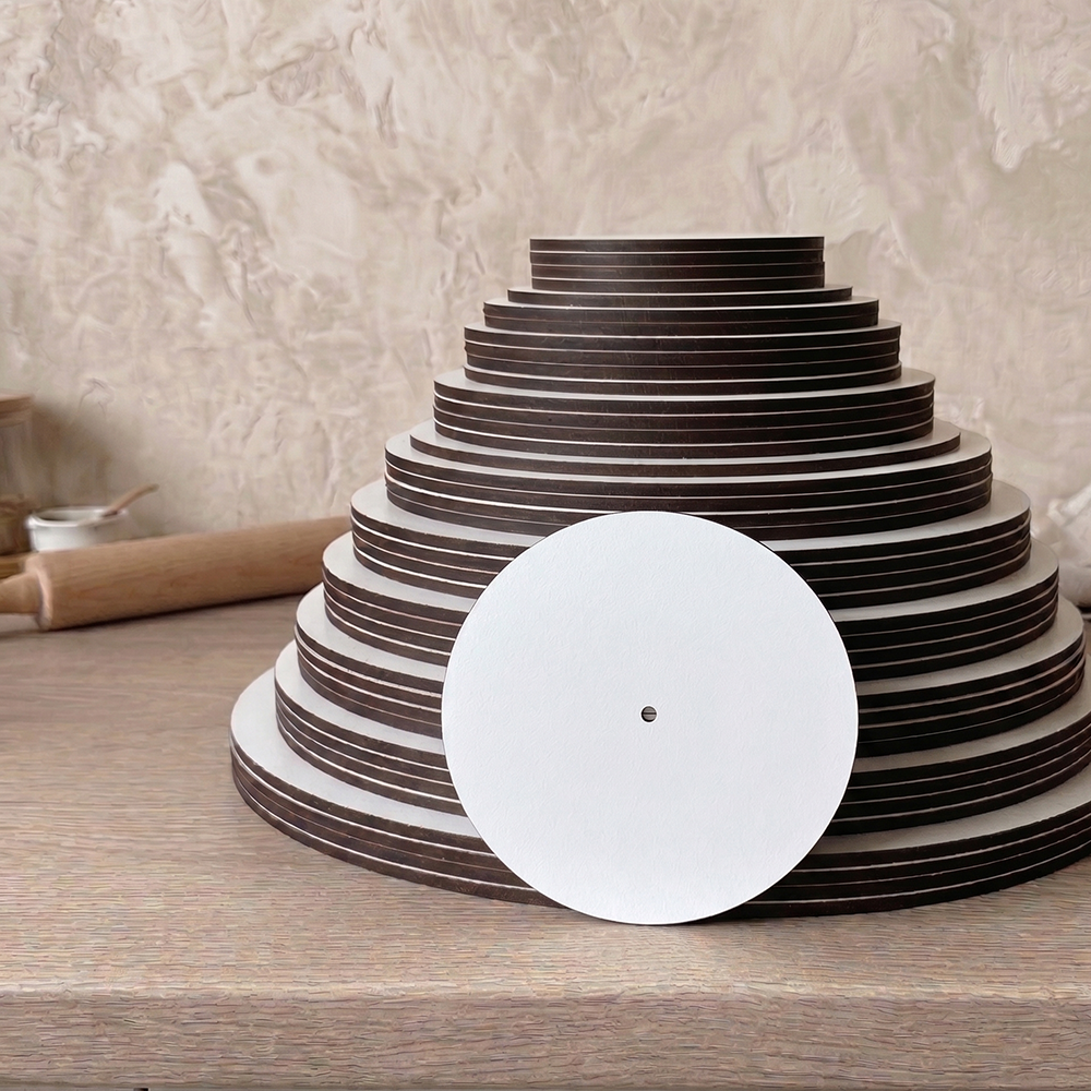 Round cake spacer plates made of HDF/MDF, 3 mm – 5 pieces