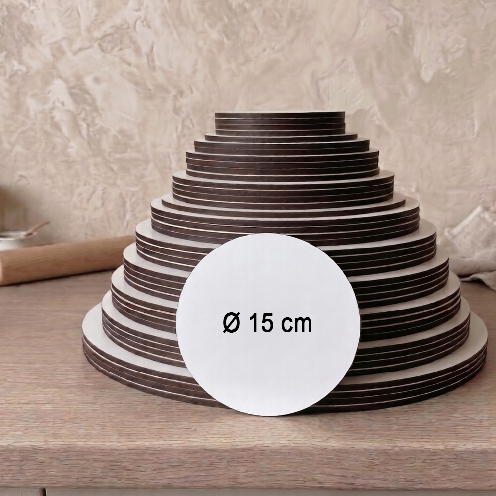 Round cake boards made of HDF/MDF, 3 mm – 5 pieces
